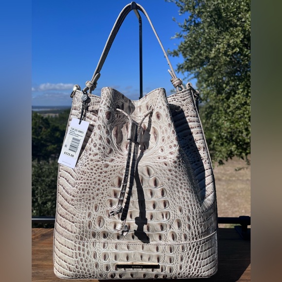 Brahmin Handbags - NWT Brahmin Marlowe Oyster Grey Melbourne Bucket Shoulder Bag
